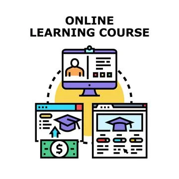 Online learning course program remote education concept 库存插图