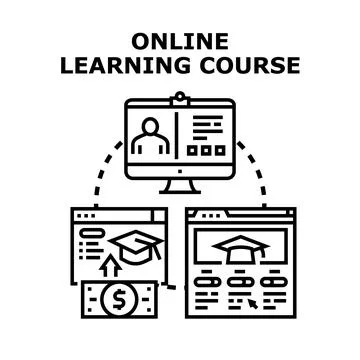 Online learning course program remote education concept Illustration