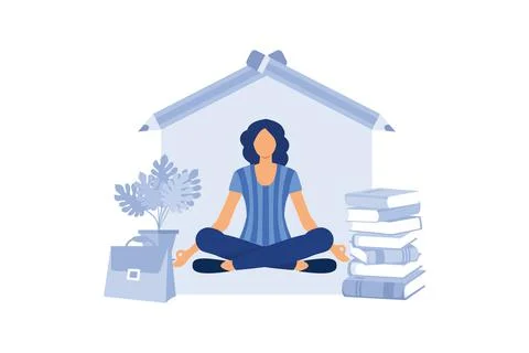 Online learning, creative space, self-isolation, training and courses, educat Stock Illustration