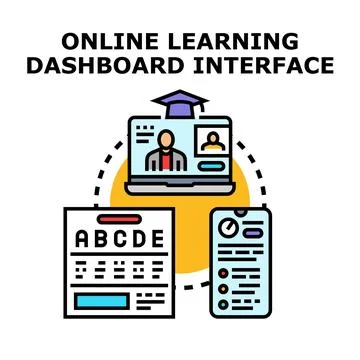 Online learning dashboard interface concept for remote education Stock Illustration
