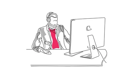 Online learning, distance education, remote work, 24/7 support operator Stock Footage 129302712