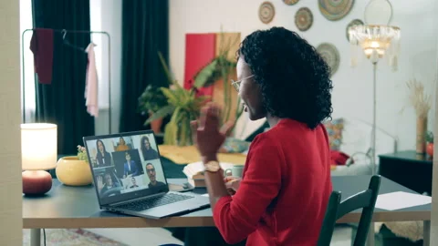 Online learning, distance eductaion, remote studying concept. Self-isolating Stock Footage 135786085