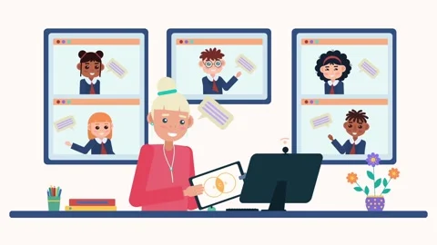 Online Learning with Diverse Students and Teacher. Stock Footage 318345944