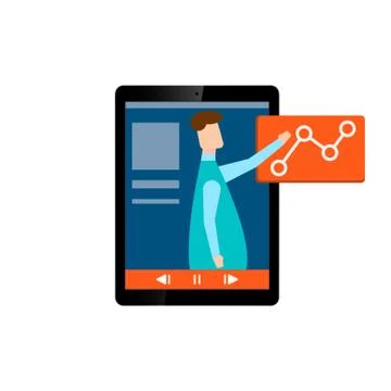 Online learning. E-learning webinar presentation concept. teacher businessman Stock Illustration