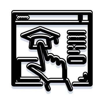 Online learning education with digital academic icon Illustrazione stock