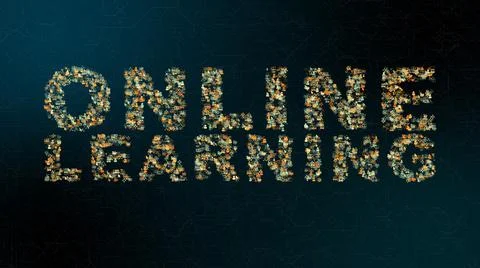 Online learning education training learn from home title - 3D illustration  Stockillustratie