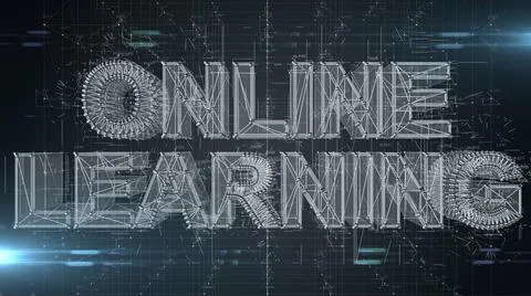 Online learning education training learn from home title - 3D illustration  Illustrazione stock