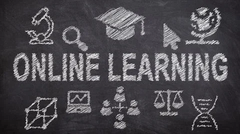 Online learning education training learn from home title  Stockillustratie