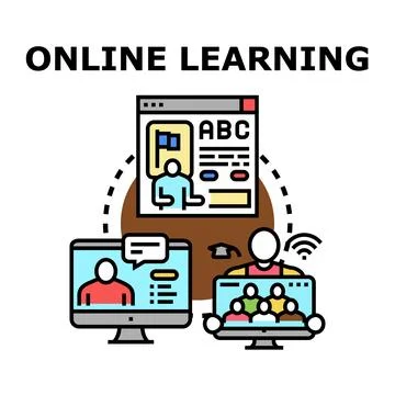 Online learning education using digital technology concept Stock Illustration