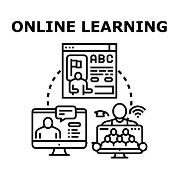Online learning education using digital technology concept Stock Illustration