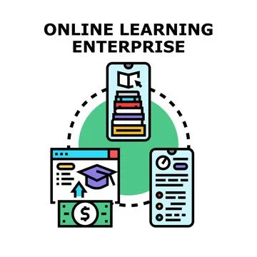 Online learning enterprise concept with remote education 스톡 일러스트