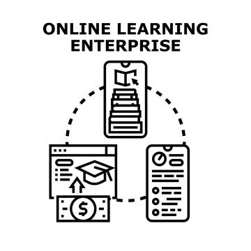 Online learning enterprise concept with remote education Stock Illustration