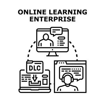 Online learning enterprise connecting educators and students remotely Stock Illustration
