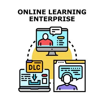 Online learning enterprise connecting educators and students remotely 스톡 일러스트