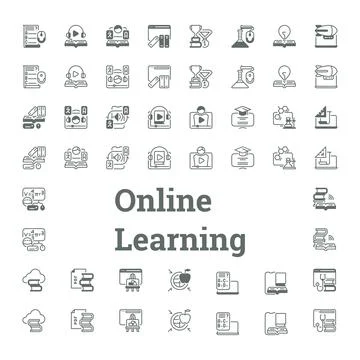 Online Learning Essentials: Icon Set Stock Illustration