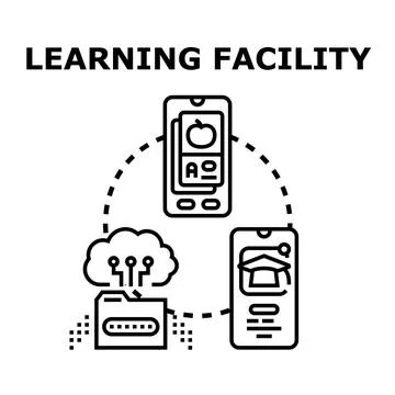Online learning facility with academic knowledge access Illustrazione stock