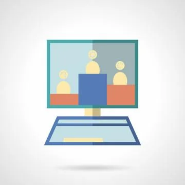 Online learning flat color vector icon Stock Illustration