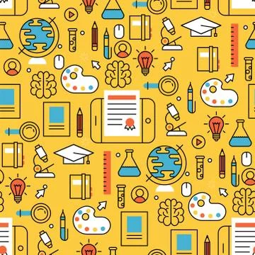 Online learning flat design distant education seamless pattern background 스톡 일러스트