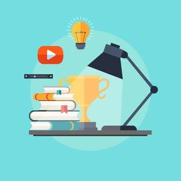 Online learning flat style vector illustration Stock Illustration