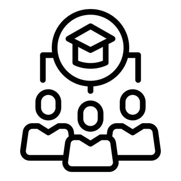 Online learning group icon outline vector. Training system Stock Illustration