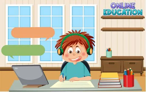 Online learning at home Stock Illustration