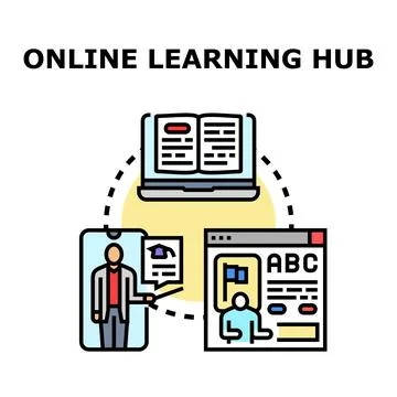 Online learning hub connecting students with digital education Illustrazione stock