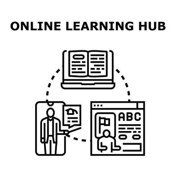 Online learning hub connecting students with digital education イラスト素材