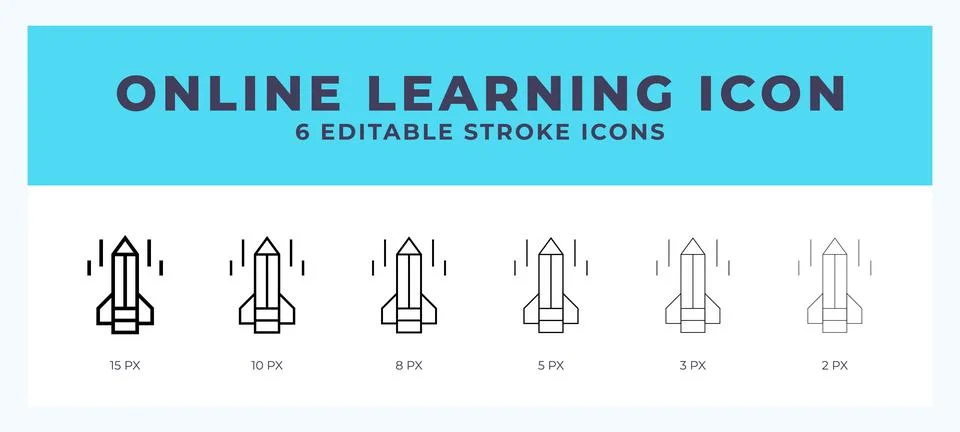 Online learning icon with editable stroke. Outline icon vector illustration. Stock Illustration
