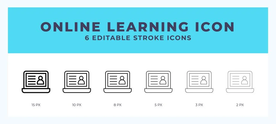 Online learning icon with editable stroke. Outline icon vector illustration. イラスト素材