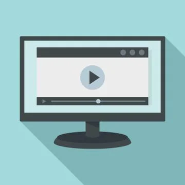 Online learning icon, flat style Stockillustratie