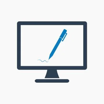 Online learning icon. Flat style vector EPS. Illustrazione stock