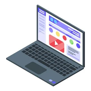 Online learning icon, isometric style Illustrazione stock
