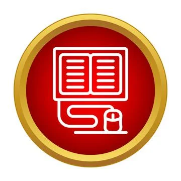 Online learning icon representing digital education and e books 库存插图