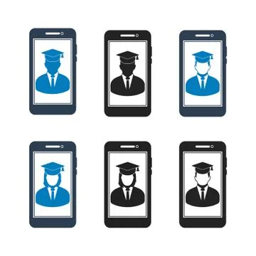 Online Learning Icon Set. Flat style vector EPS. Stock Illustration