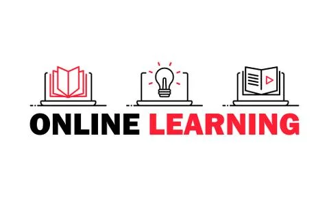 Online learning icon. Studying at home. Vector on isolated white background. EPS Stock Illustration