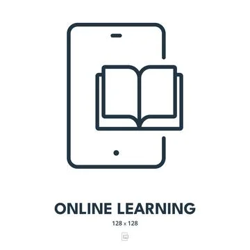 Online Learning Icon. Tutorial, Education, Internet. Editable Stroke Stock Illustration