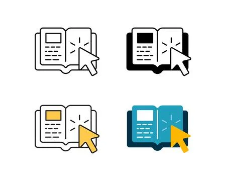 Online learning icon vector design in 4 style line, glyph, duotone, and flat. Stock Illustration