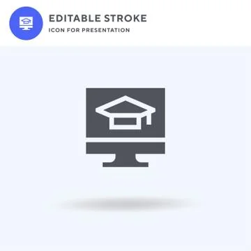 Online Learning icon vector, filled flat sign, solid pictogram isolated on wh Stock Illustration