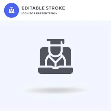 Online Learning icon vector, filled flat sign, solid pictogram isolated on wh Stock Illustration