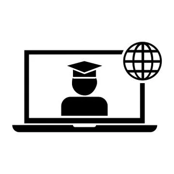 Online learning icon on a white background. Vector illustration. Stock Illustration