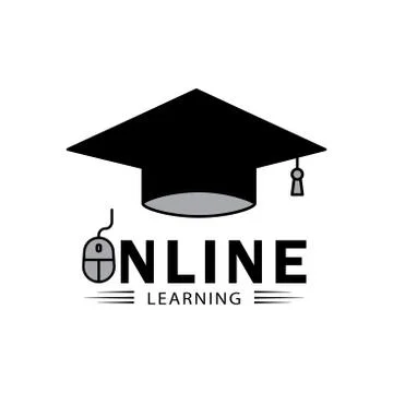 Online learning icon with writing. Design template vector Stock Illustration