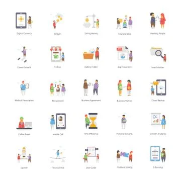Online Learning Icons Collection Stock Illustration