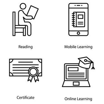Online Learning Icons Stock Illustration