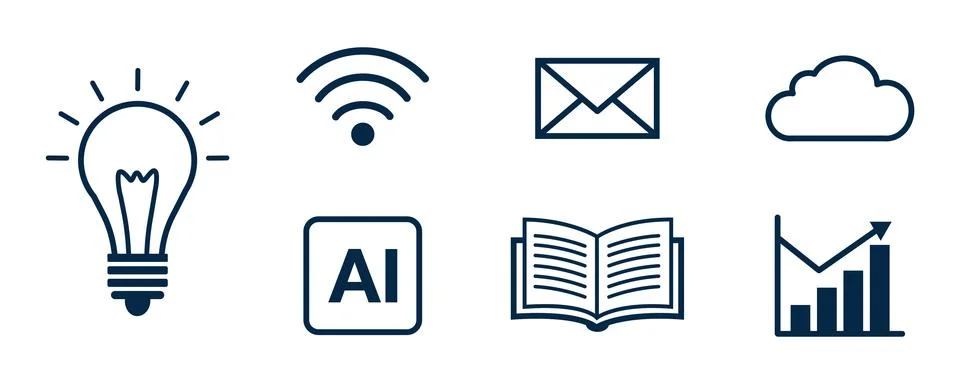 Online Learning Icons Stock Illustration