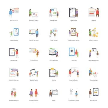 Online Learning Icons Pack Stockillustratie