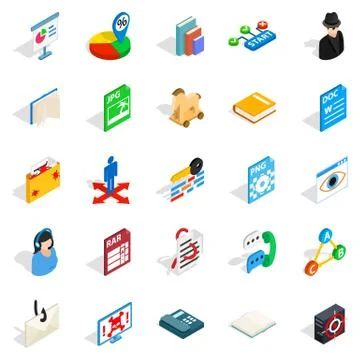 Online learning icons set, isometric style Stockillustratie