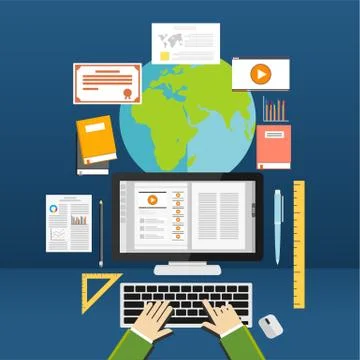 Online learning. Stock Illustration