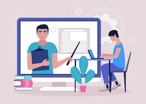 Online learning Stock Illustration