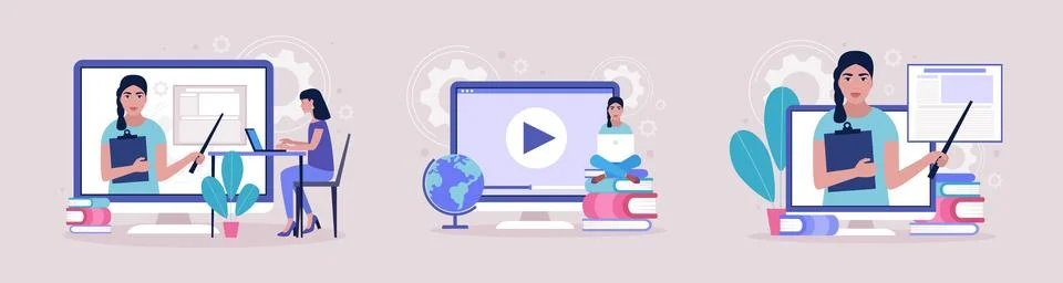 Online learning Stock Illustration