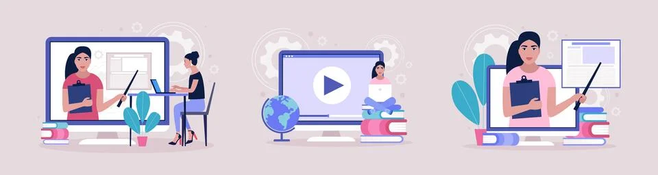 Online learning Stock Illustration